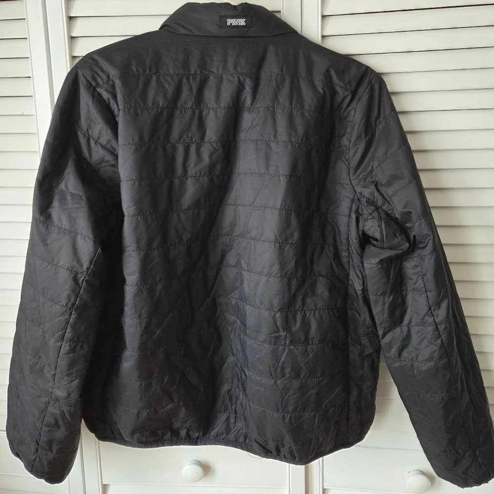 Women's PINK Victoria's Secret Black Puffer Jacket L - Picture 9 of 11
